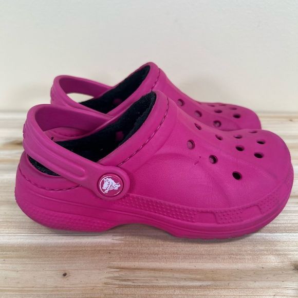 CROCS Other - Crocs Clogs Girls fleece lined shoes kids size 12 13 pink